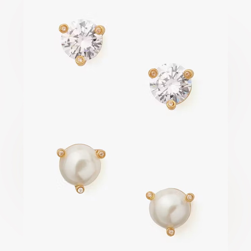 Kate Spade Pearl and Crystal Stud Earrings Set